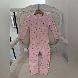 🎀 18~24 Mth Victorian Floral Cotton Baby Onsie One Piece With Two Way Zip NWT